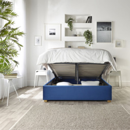 Catherine Lansfield Utopia Single Navy Velvet Ottoman Wing Bed - thumbnail 2