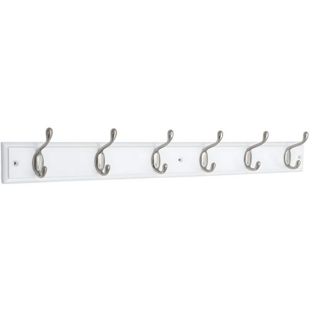 Headbourne White and Satin Nickel 6 Hook Coat Rail - image 1