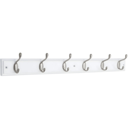 Headbourne White and Satin Nickel 6 Hook Coat Rail