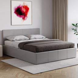 Vida Designs Lisbon Double Grey Faux Leather Ottoman Bed