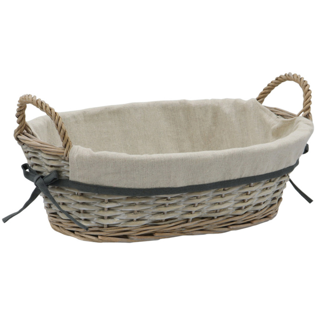 JVL Arianna Grey Oval Willow Storage Basket 9L - image 1