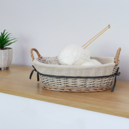 JVL Arianna Grey Oval Willow Storage Basket 9L - thumbnail 2