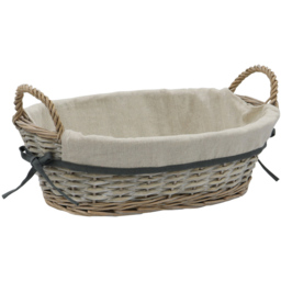 JVL Arianna Grey Oval Willow Storage Basket 9L - thumbnail 1