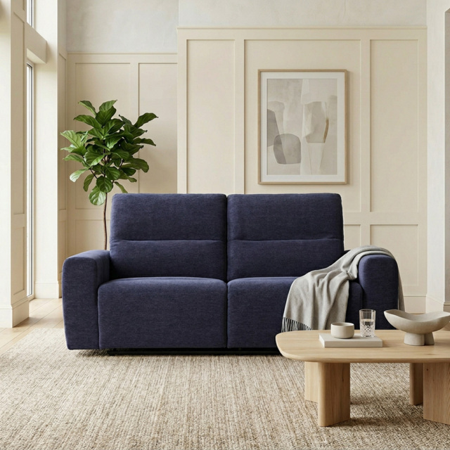 Holborton Manual Recliner Sofa Navy Blue 3 - image 1
