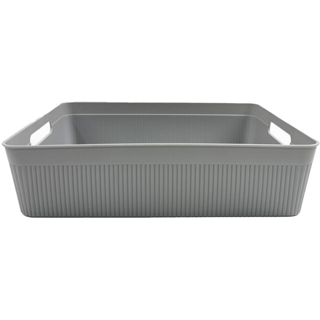 My Home Grey Stripe Storage Basket Large - image 1