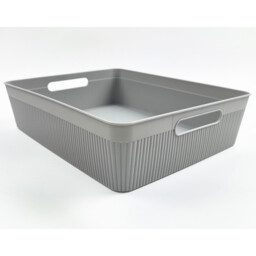 My Home Grey Stripe Storage Basket Large - thumbnail 2