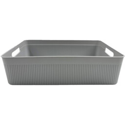 My Home Grey Stripe Storage Basket Large - thumbnail 1