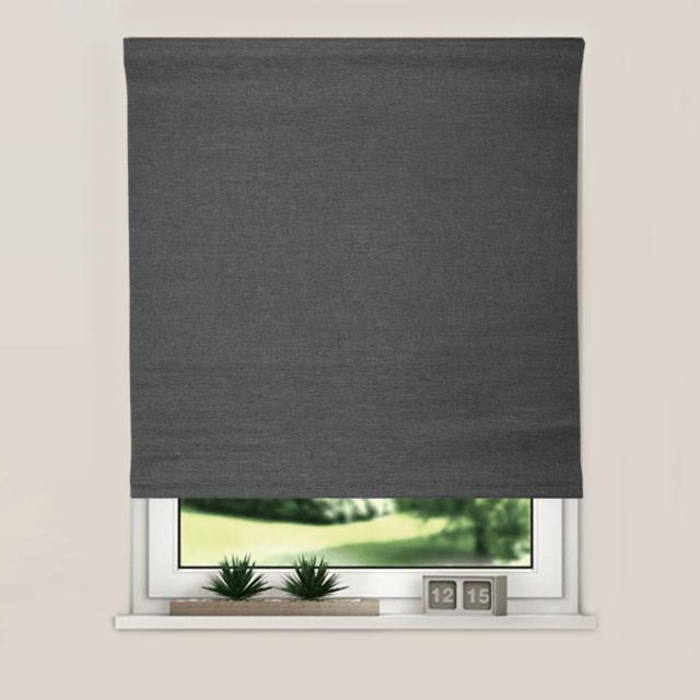 Dark Grey Textured Blackout Roller Blind 90 x 165cm - image 1