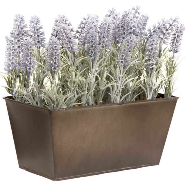 GreenBrokers Artificial Lavender Plant in Rustic Window Box 30cm - image 1