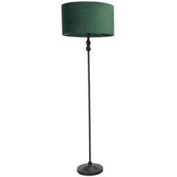 ValueLights Maggie Forest Green Velvet Shade Black Metal Candlestick Floor Lamp