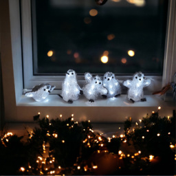 St Helens 5 Pack Acrylic Penguins LED Christmas Decoration