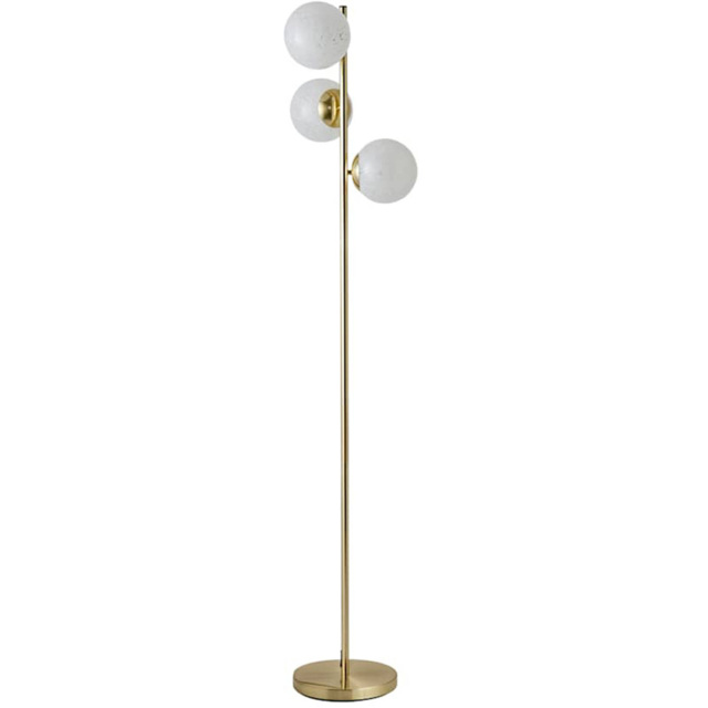 ValueLights Jas Gold 3 Way Floor Lamp with White Glass Globe Shade and Bulb - image 1