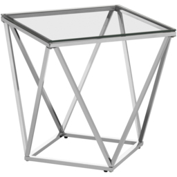 Premier Housewares Allure Silver Inverted Prism Twist Glass Top End Table Small - thumbnail 3