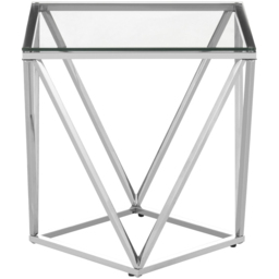 Premier Housewares Allure Silver Inverted Prism Twist Glass Top End Table Small - thumbnail 2