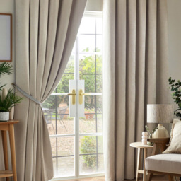 Alan Symonds Chenille Blackout Pencil Pleat Curtains Cream 229cm x 183cm