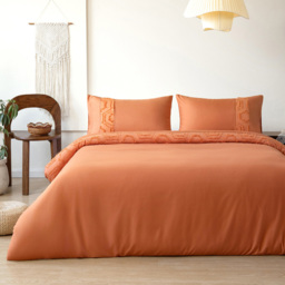 Velosso Hex Single Tufted Panel Spice Orange Duvet and Pillowcase Set