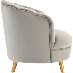Premier Housewares Orlina Grey Velvet Scalloped Curved Gold Wood Legs Chair - thumbnail 3