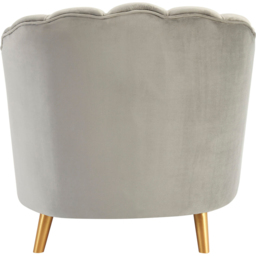 Premier Housewares Orlina Grey Velvet Scalloped Curved Gold Wood Legs Chair - thumbnail 4