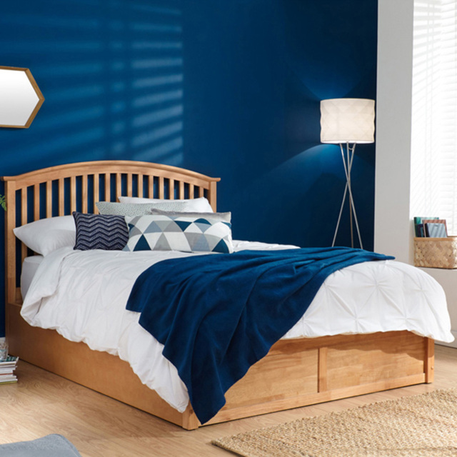 GFW Madrid King Size Oak Wood Wooden Ottoman Bed - image 1