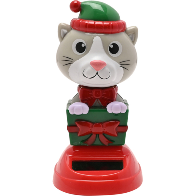 The Seasonal Gift Co. Solar Xmas Cat Bobble Head - image 1
