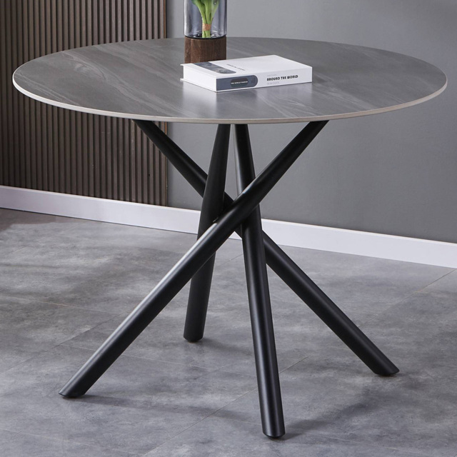 Avesta Concrete Effect 4 Seater Round Dining Table Grey - image 1