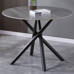 Avesta Concrete Effect 4 Seater Round Dining Table Grey