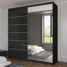 Sliding Wardrobes 4U Infinity Black High Gloss 2 Door Mirrored Wardrobe