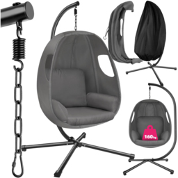 tectake Anika Anthracite Hanging Egg Chair with Cushion - thumbnail 2