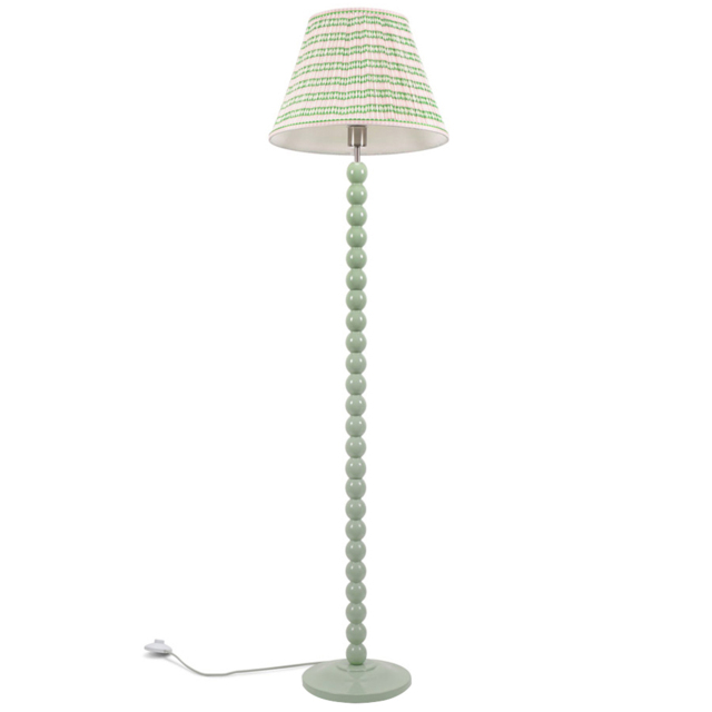 ValueLights Bobbins Pink Aztec Pleated Shade Sage Green LED Floor Lamp - image 1