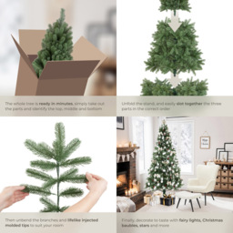 tectake Prancer Artificial Christmas Tree with Stand 7.5ft - thumbnail 4