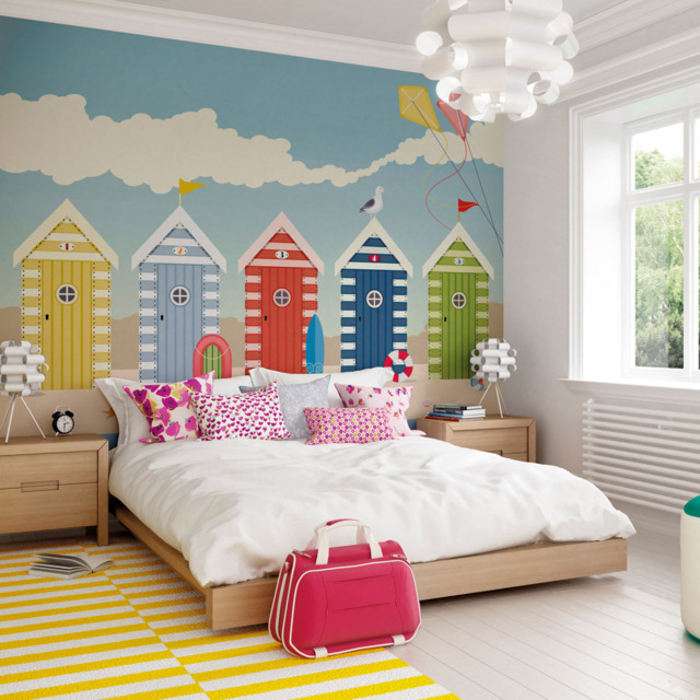 Origin Murals Beach Huts Multicolour Wall Mural - image 1