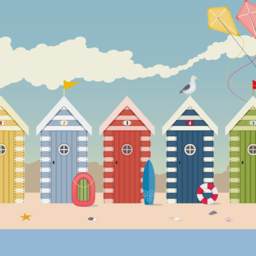 Origin Murals Beach Huts Multicolour Wall Mural - thumbnail 2