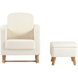 Bebe & Beyond Soother Off White Boucle Nursing Chair and Stool - thumbnail 3