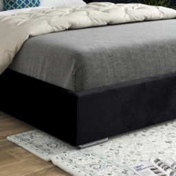 Bellini Black Double Velvet Upholstered Bed Frame with Wide Curved Winged Headboard - thumbnail 4