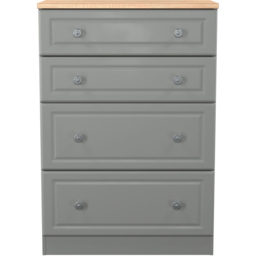 Crowndale Norfolk Dusk Grey and Bardolino Oak 4 Drawer Deep Chest of Drawers Ready Assembled - thumbnail 2