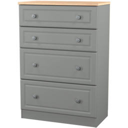 Crowndale Norfolk Dusk Grey and Bardolino Oak 4 Drawer Deep Chest of Drawers Ready Assembled - thumbnail 3