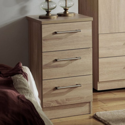 Crowndale Devon 3 Drawer Bardolino Oak Bedside Table - thumbnail 1
