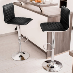 tectake Johannes Synthetic Leather Bar Stool Set of 2 - thumbnail 1