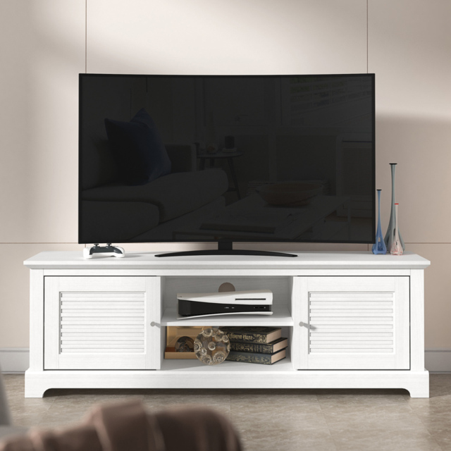 GFW Salcombe White 2 Door 2 Shelf TV Unit - image 1