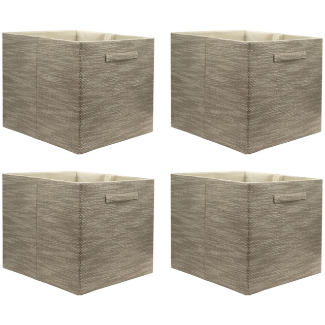 Homebase Textured Taupe Cube Storage Insert 4 Pack - image 1