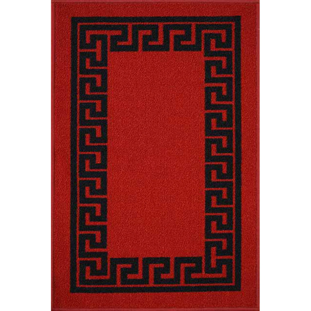 Desire Rugs Red Black Anti Slip Greek Key Design Door Mat 40 x 60cm - image 1