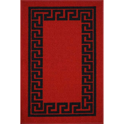Desire Rugs Red Black Anti Slip Greek Key Design Door Mat 40 x 60cm
