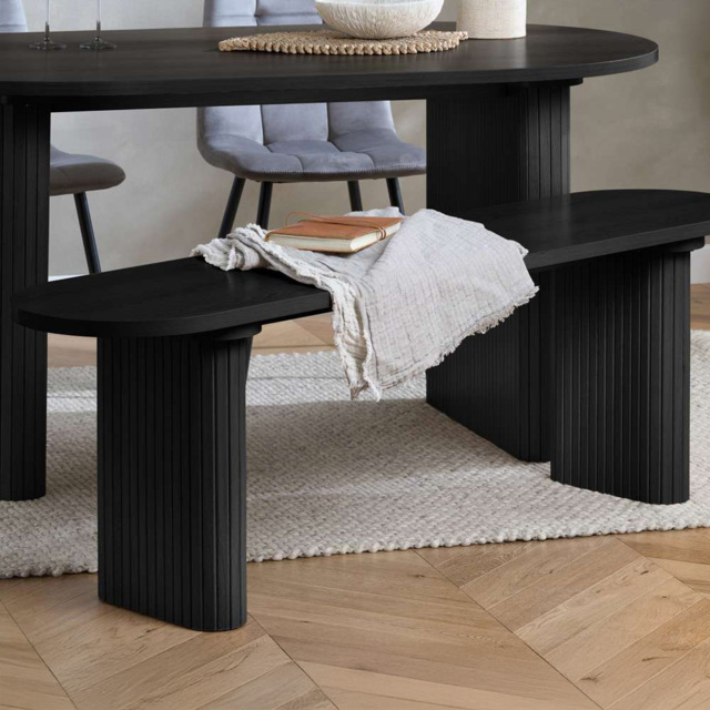 Birlea Axel Black 4 Seater Fluted Dining Bench - image 1