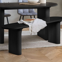 Birlea Axel Black 4 Seater Fluted Dining Bench - thumbnail 1