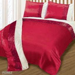 Intimates Perez Burgundy and Cream Single Duvet and Pillowcase Set