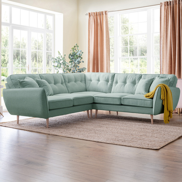 Opry Faro 4 Seater Button Back Aqua Left Hand Corner Sofa - image 1