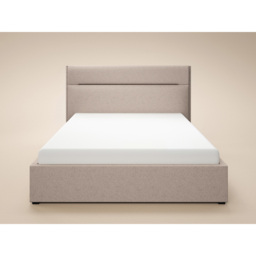 SOLACE+CO Nela Double Beige Woven Fabric Ottoman Bed with Padded Headboard - thumbnail 3