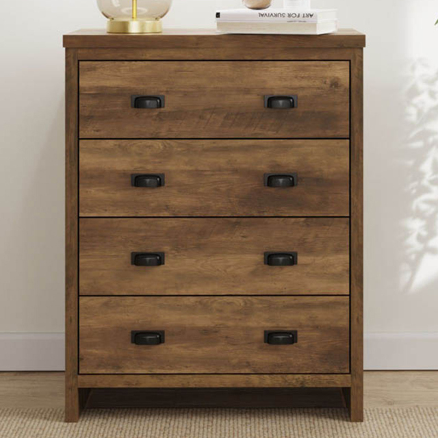 GFW Boston Knotty Oak 4 Drawer Chest of Drawers - image 1