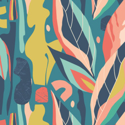 Origin Murals Abstract Leaf Shapes Blue Wall Mural - thumbnail 2