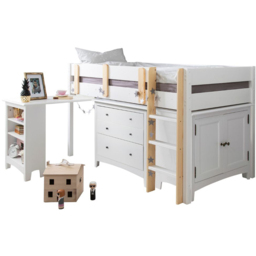 Noa and Nani Una White Single Sleep Station with Chest of Drawers Cabinet and Desk - thumbnail 2